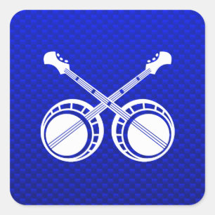 Pegatina Cuadrada Banjos de duelo azul