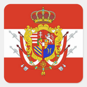 Pegatina Cuadrada Banner blanco rojo Gran Ducado de la Toscana