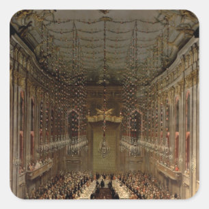 Pegatina Cuadrada Banquete en la Redoutensaal, Viena, 1760