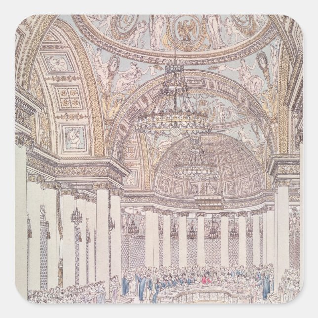 Pegatina Cuadrada Banquete imperial en el salón magnífico (Anverso)