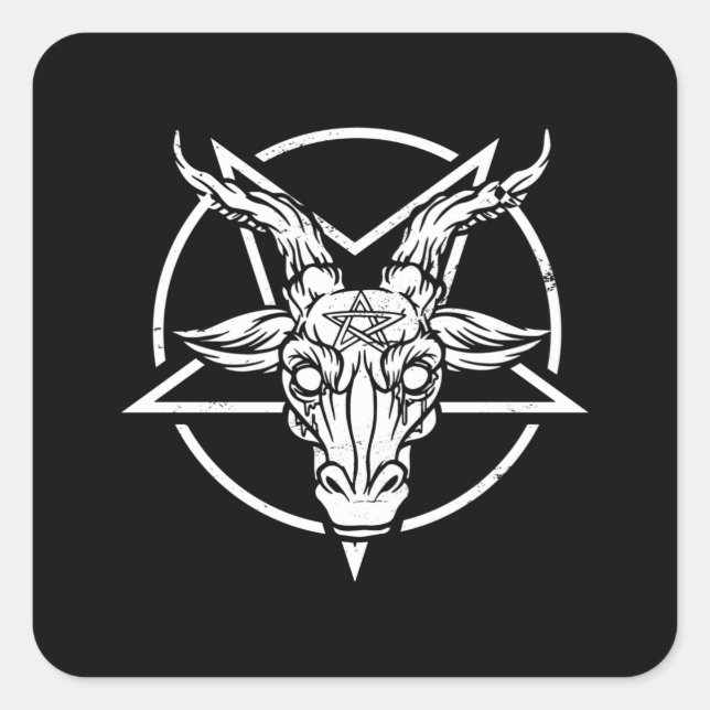 Pegatina Cuadrada Baphomets Pentagram mejor regalo (Anverso)