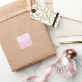 Pegatina Cuadrada Baptismo Hija rosa de Dios Personalizada