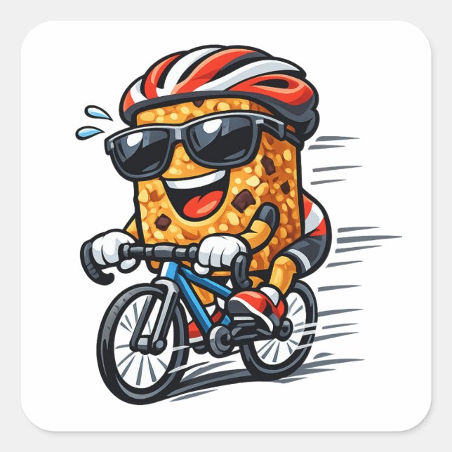 Pegatina Cuadrada Bar de desayuno ciclista (Anverso)