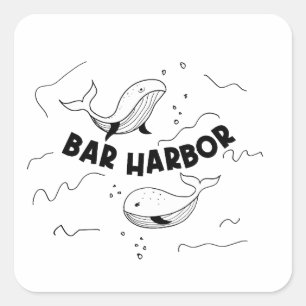 Pegatina Cuadrada Bar Harbor Maine Ballenas
