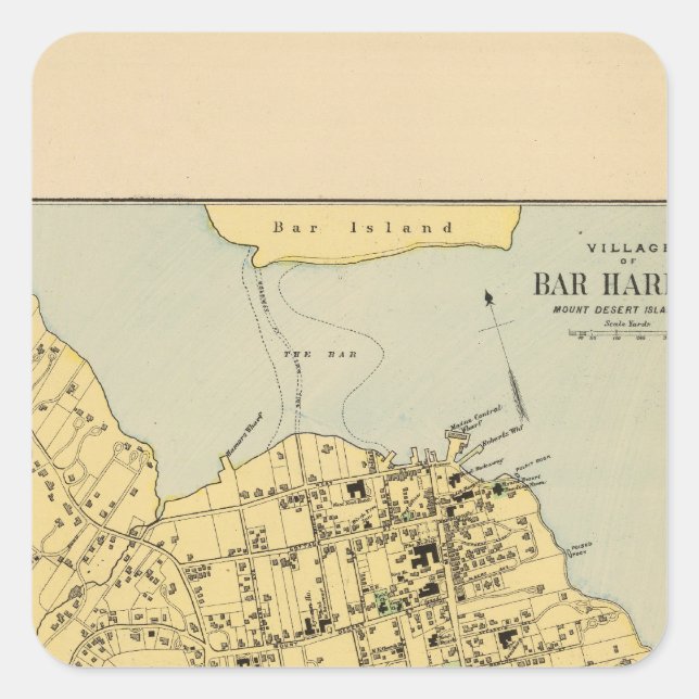 Pegatina Cuadrada Bar Harbour (Anverso)