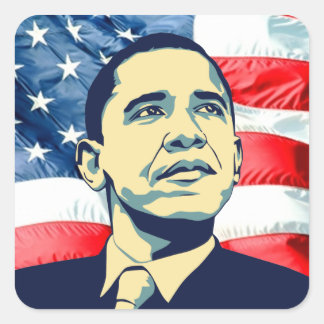 Pegatina Cuadrada Barack Obama
