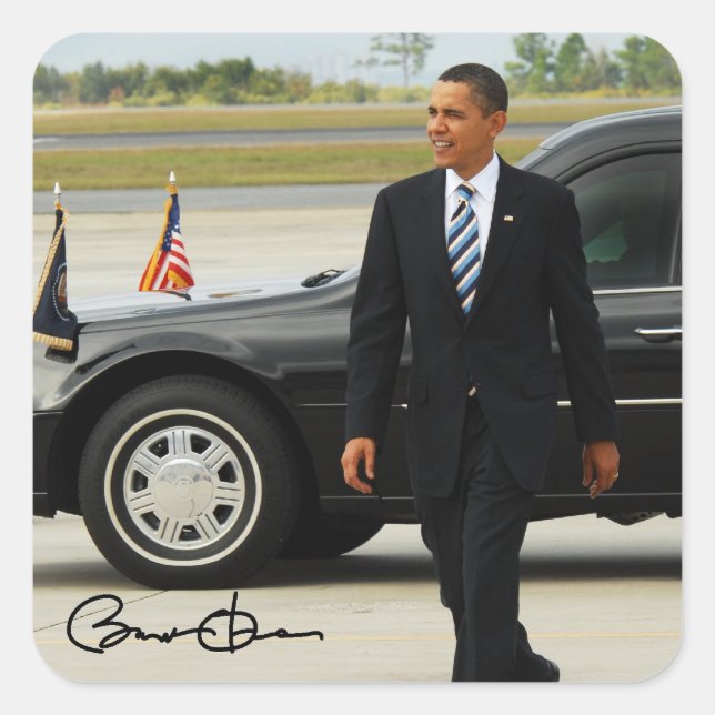 Pegatina Cuadrada Barack Obama (Anverso)