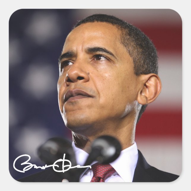 Pegatina Cuadrada Barack Obama (Anverso)