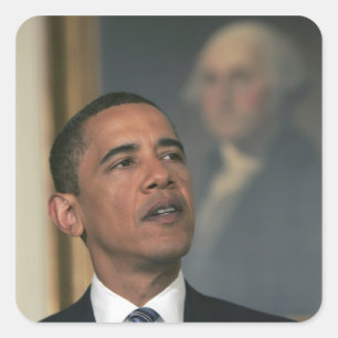 Pegatina Cuadrada Barack Obama anuncia su intención de nominar