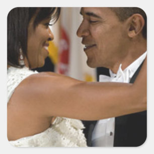 Pegatina Cuadrada Barack y Michelle Obama
