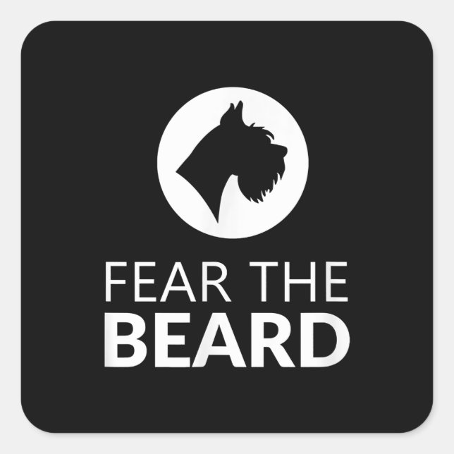Pegatina Cuadrada barba de miedo divertido regalo de amante de schna (Anverso)