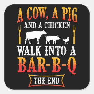 Pegatina Cuadrada Barbacoa   Barbacoa Bbq Chiste Regalo Grill Master