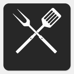 Pegatina Cuadrada Barbacoa   BBQ Utensils novedad BBQ Grill Tools