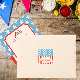 Pegatina Cuadrada Barbacoa de la familia roja blanca y azul