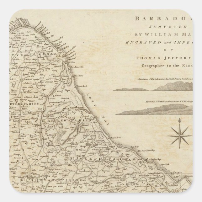 Pegatina Cuadrada Barbadoes (Anverso)