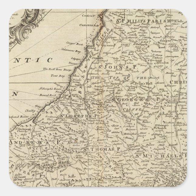 Pegatina Cuadrada Barbados (Anverso)