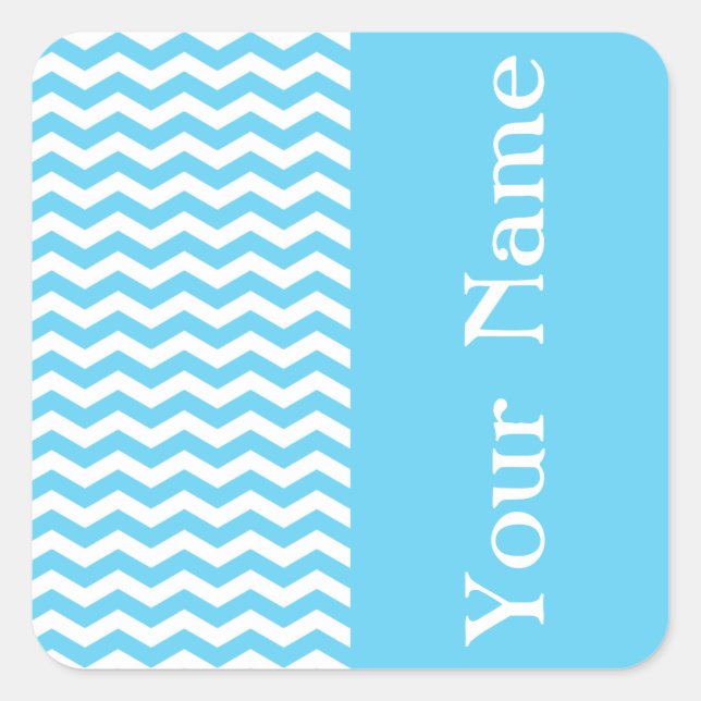 Pegatina Cuadrada Barbados Surf Wave Chevron con nombre (Anverso)