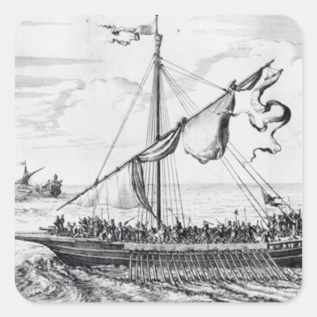 Pegatina Cuadrada Barbary Galleys (Anverso)