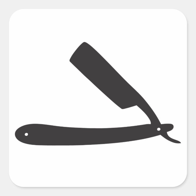 Pegatina Cuadrada barbershop razor (Anverso)
