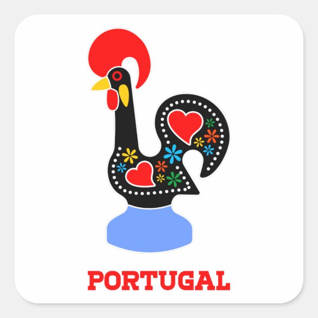 Pegatina Cuadrada Barcelos Rooster (Anverso)