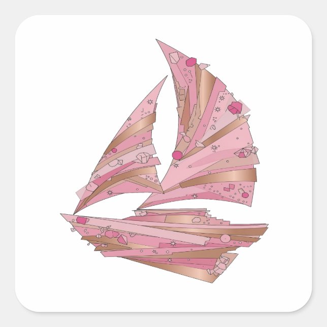 Pegatina cuadrada BARCO DE CRISTAL ROSA PLATA Afil (Anverso)