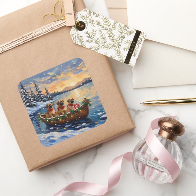Pegatina Cuadrada Barco de Navidad de Pekín Feriado (Regalar)