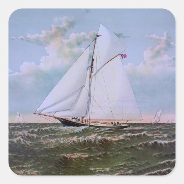 Pegatina Cuadrada Barco de vela antiguo (Anverso)