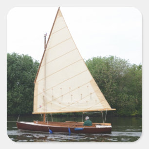 Pegatina Cuadrada Barco de vela con aparejo de cangreja