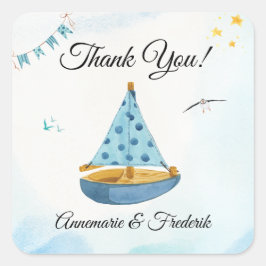 Pegatina Cuadrada Barco de vela con revelación de género