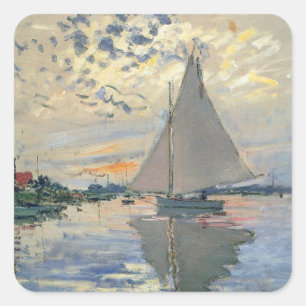 Pegatina Cuadrada Barco de vela de Monet Impresionismo francés Arte 