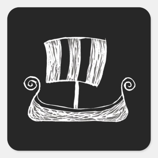 Pegatina Cuadrada Barco de Viaje (Anverso)