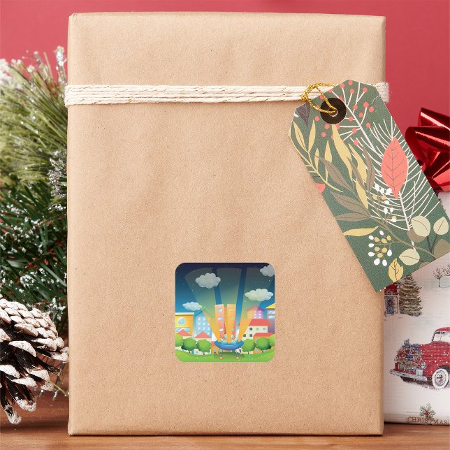 Pegatina Cuadrada Barco Espacial En Los Pegatinas De La Ciudad (Subido por el creador)