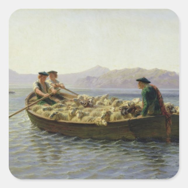 Pegatina Cuadrada Barco Remo, 1863 (Anverso)