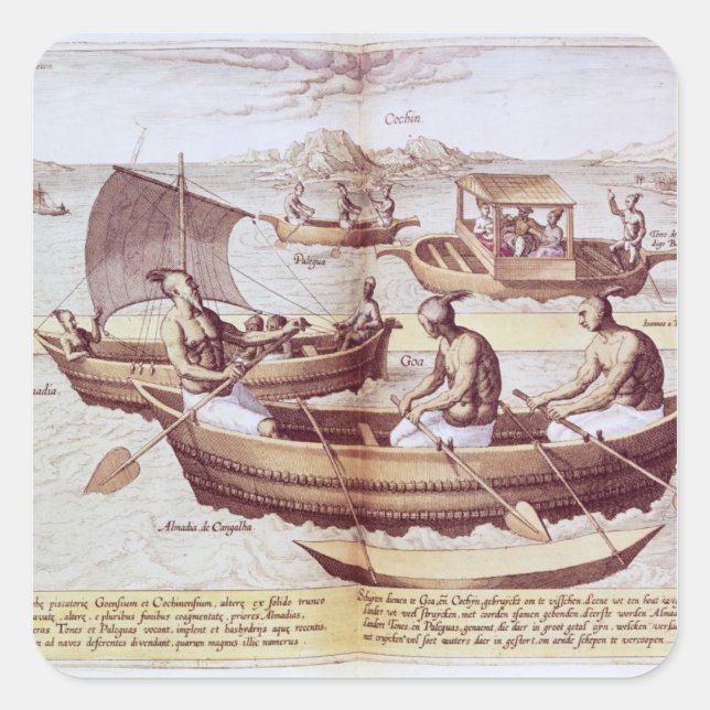 Pegatina Cuadrada Barcos de Goa (Anverso)