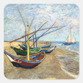 Pegatina Cuadrada Barcos de pesca en el libro de recortes de la play
