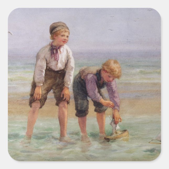 Pegatina Cuadrada Barcos de vela (Anverso)