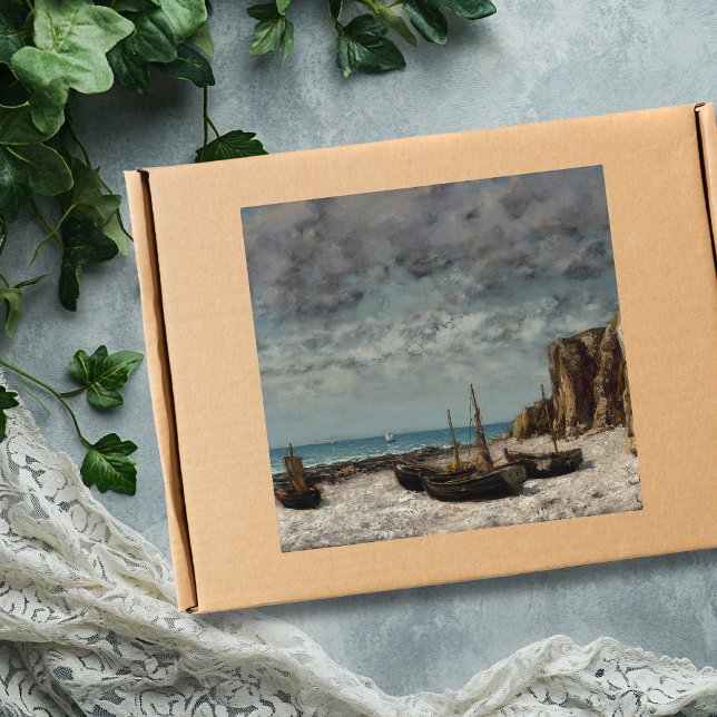 Pegatina Cuadrada Barcos en una playa, Étretat - Gustave Courbet (Subido por el creador)
