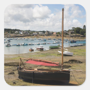 Pegatina Cuadrada Barcos pequeños   Ploumanac'H, Francia