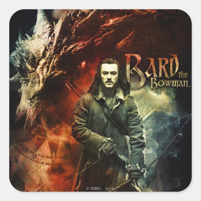 Pegatina Cuadrada BARD THE BOWMAN™ & Smaug (Anverso)