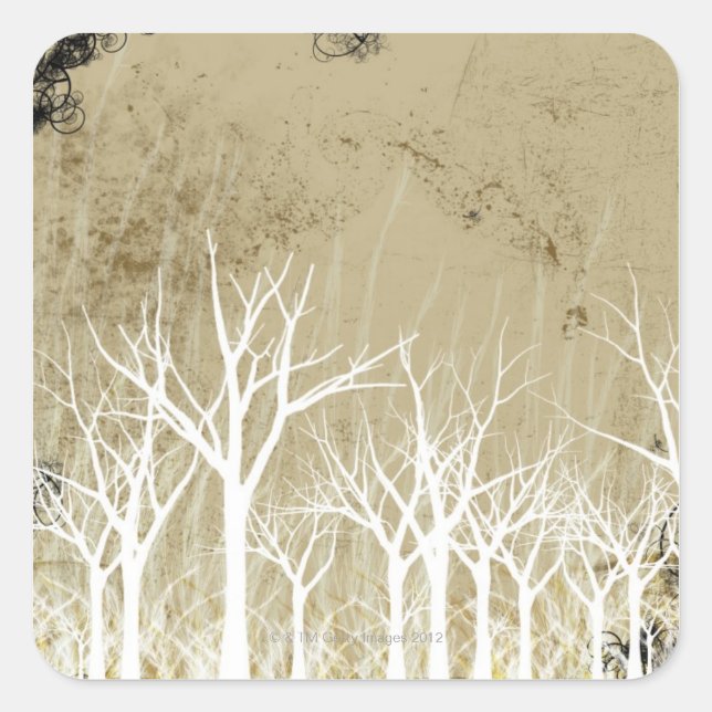 Pegatina Cuadrada Bare Winter Trees (Anverso)