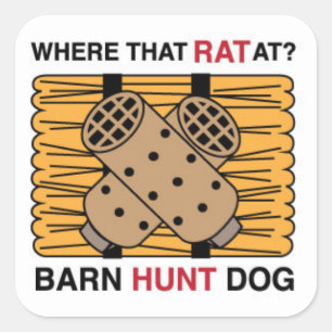 PEGATINA CUADRADA BARN HUNT DOG