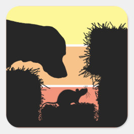 Pegatina Cuadrada Barn Hunt Nose Work: Dog and Rat Scent Work