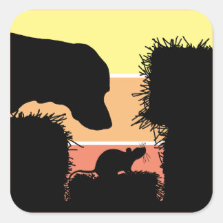 Pegatina Cuadrada Barn Hunt Nose Work: Dog and Rat Scent Work