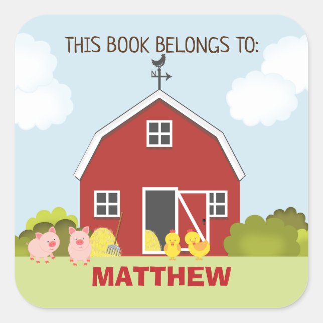 Pegatina Cuadrada Barnyard (Anverso)