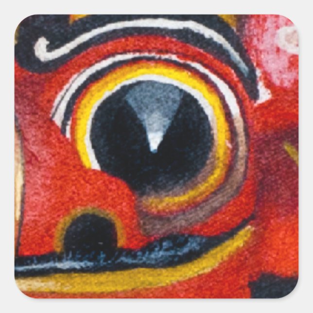 Pegatina Cuadrada Barong balinés (Anverso)