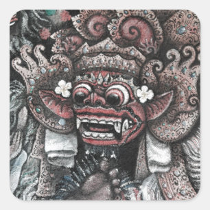 Pegatina Cuadrada Barong y Rangda Bali