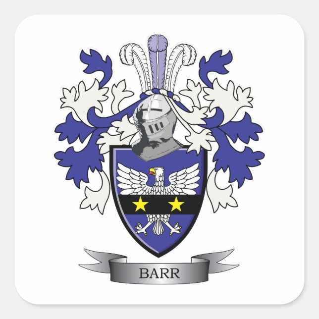 Pegatina Cuadrada Barr Family Crest Coat of Arms (Anverso)