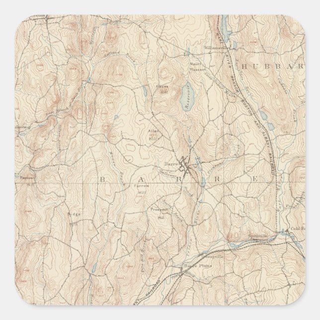 Pegatina Cuadrada Barre, Massachusetts (Anverso)