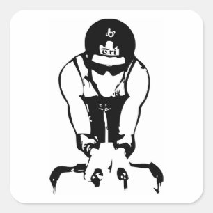 Pegatina Cuadrada Barrel X Triathlon Biker Guy