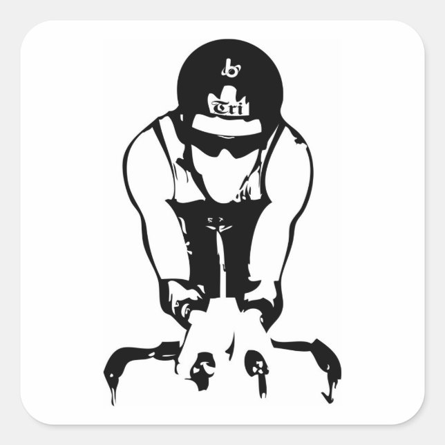 Pegatina Cuadrada Barrel X Triathlon Biker Guy (Anverso)